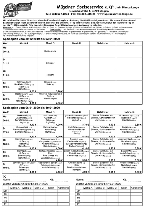 aktueller speiseplan